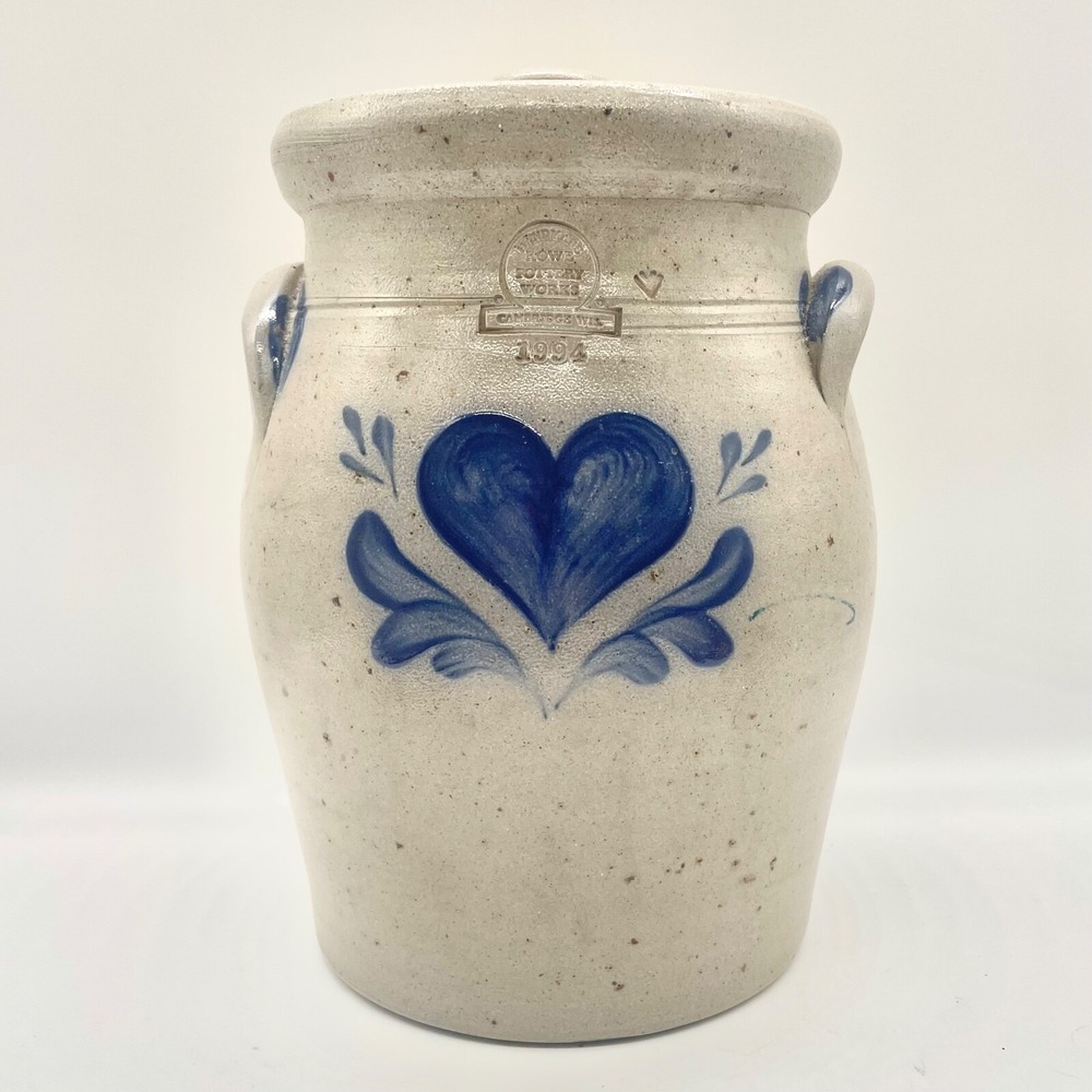 1994 Rowe‎ Pottery Works Cannister Crock w/ lid 11"